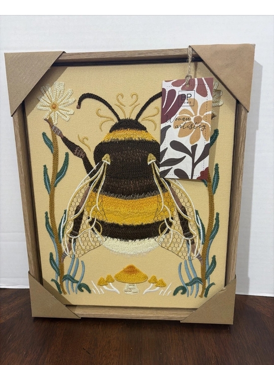 bp Other - bp Yellow & Brown Embroidered Bee Home Woven Wall Art 12 x 15 inch NWT
